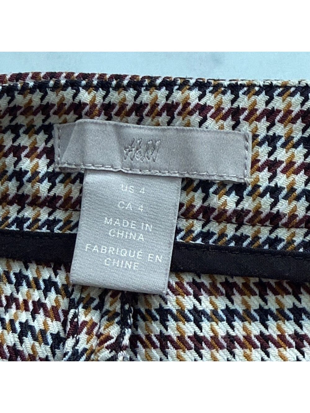 H&M Brown and Beige Houndstooth Patterned Slacks Size US4 - Picture 4 of 12